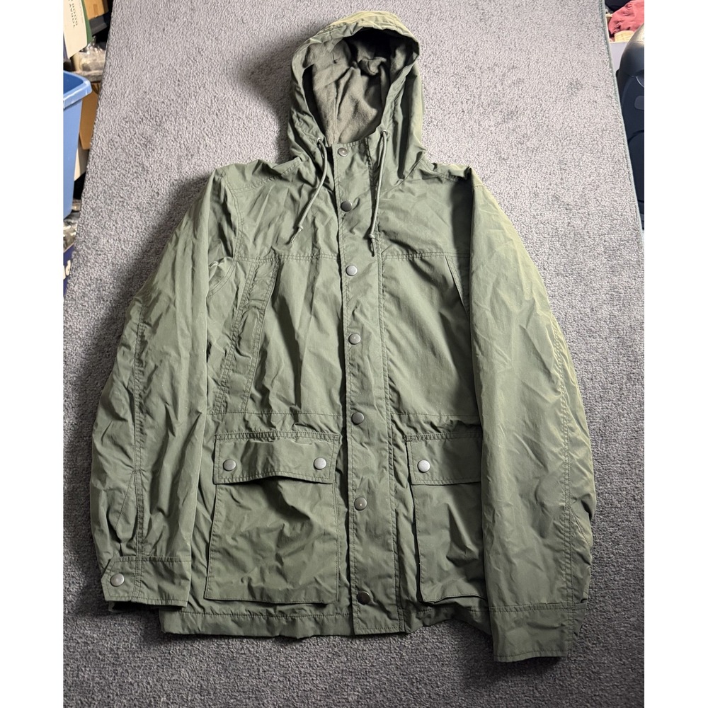 Old Navy Mens M Water Resistant Field Jacket Olive Green Hooded Fleece Lined